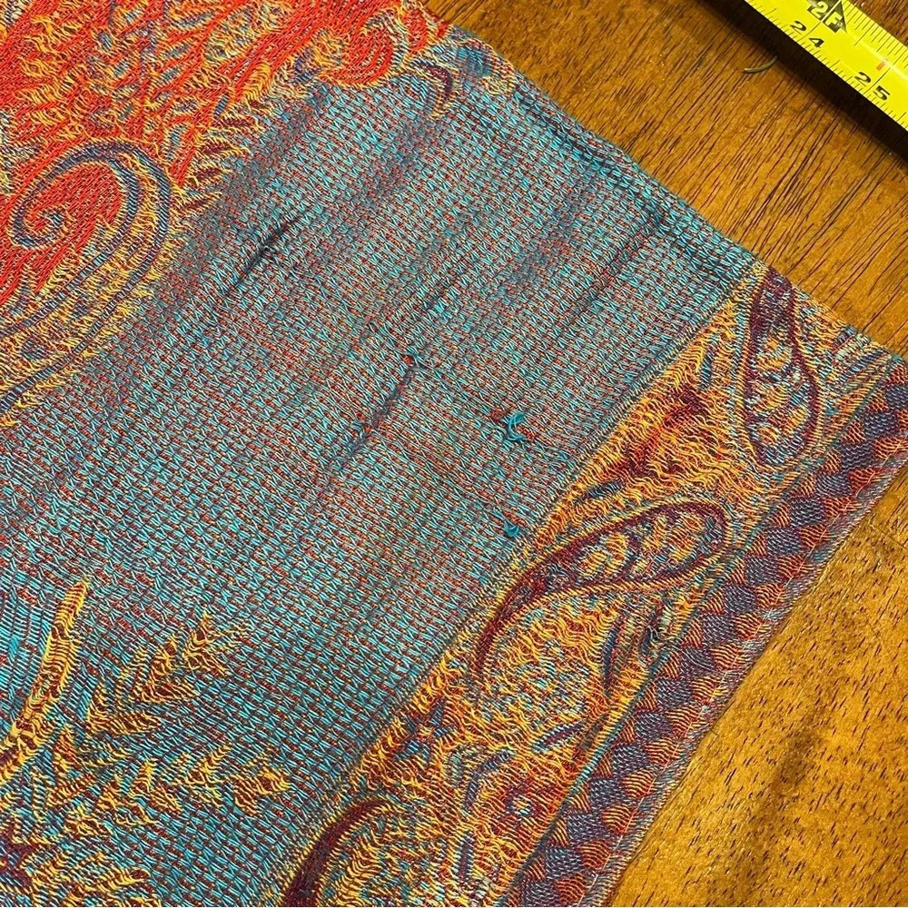 Pashmina Scarf 100% Cashmere purple red blue paisley beautiful - Picture 5 of 11